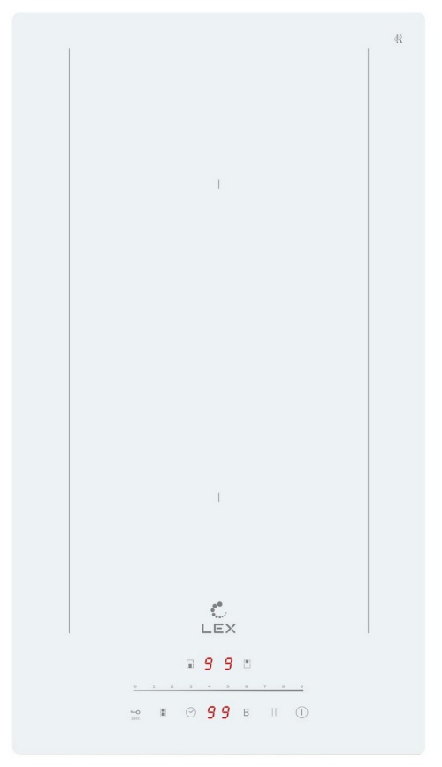 Электрическая варочная панель LEX EVI 321A WH 28 см, 2 конфорки стеклокерамика, белый фото 1