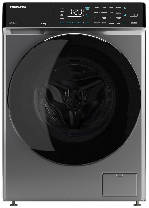 Стиральная машина Hiberg i-DDQ9 - 612 Sd автомат 6 кг, темно-серый фото 1