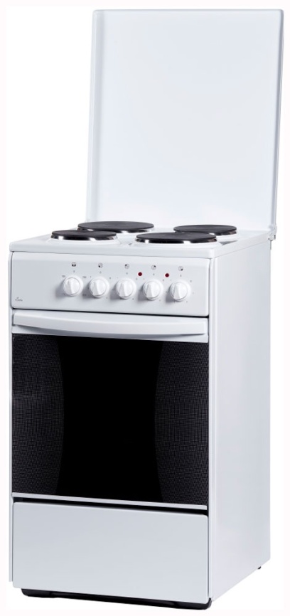 Электроплита Flama AE 1401 W 50 см, 50 л, 4 конфорки, белый фото 1