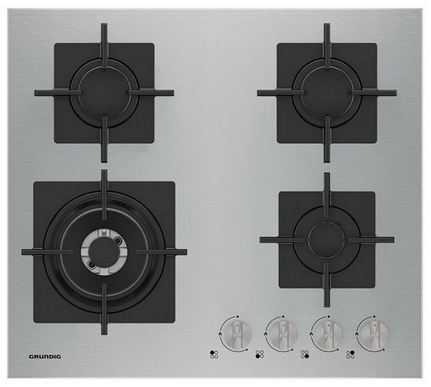 Газовая варочная панель Grundig GIGF 6234120 X 58 см, 4 конфорки электроподжиг газконтроль, серебристый фото 1