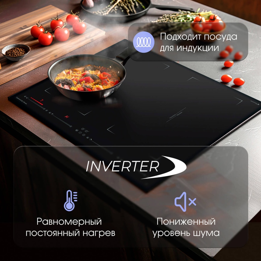 Электрическая варочная панель Zigmund & Shtain CI 29.6 B 59 см, 4 конфорки стеклокерамика, черный фото 8