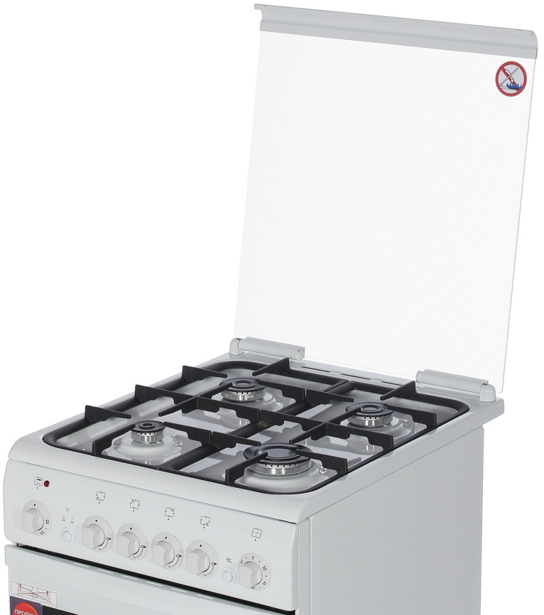Комбинированная плита De luxe 506040.00 гэ 50 см, 54 л, 4 конфорки, белый фото 7