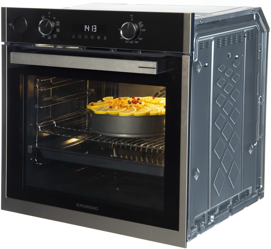 Электрический духовой шкаф Grundig GEBD19300B 59 см, 71 л гриль конвекция, серебристый фото 5