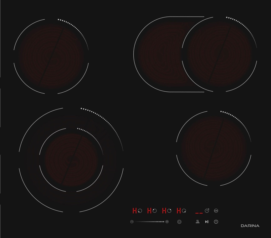 Электрическая варочная панель Darina 6P E328 B 59 см, 4 конфорки стеклокерамика, черный фото 8