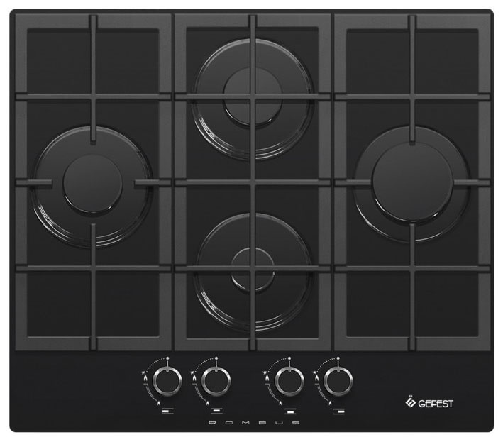 Газовая варочная панель Gefest ПВГ 2231 К3 60 см, 4 конфорки электроподжиг газконтроль, черный фото 1
