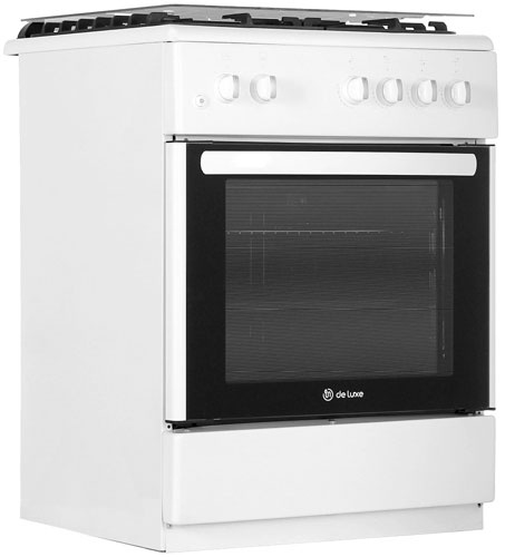 Газовая плита De luxe 606040.24г 001 (кр) 60 см, 64 л, 4 конфорки, белый фото 3