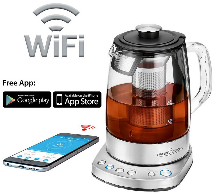 Чайник электрический Profi Cook PC-WKS 1167 G, регулировка температуры фото 1