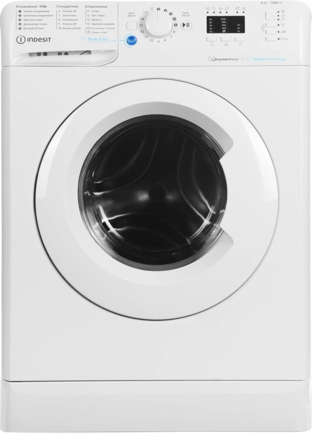 Стиральная машина Indesit Стиральная машина Indesit BWSA 6109 WWV автомат 6 кг, 1000 об/мин, белый фото 1