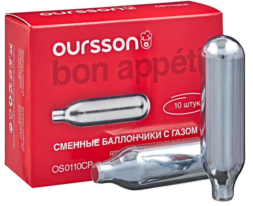 Набор из 10 шт баллончиков Oursson OS0110CP/SS Нержавеющая сталь фото 1