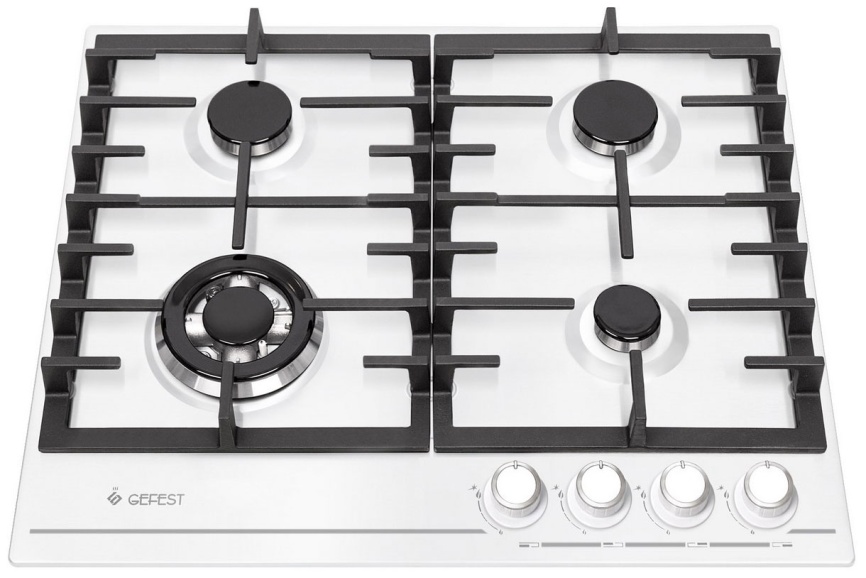 Газовая варочная панель Gefest ПВГ 1214-01 60 см, 4 конфорки электроподжиг газконтроль, белый фото 2