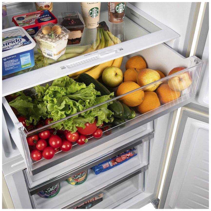 Двухкамерный холодильник Maunfeld MFF1857NFSB No frost, черно-серый фото 9