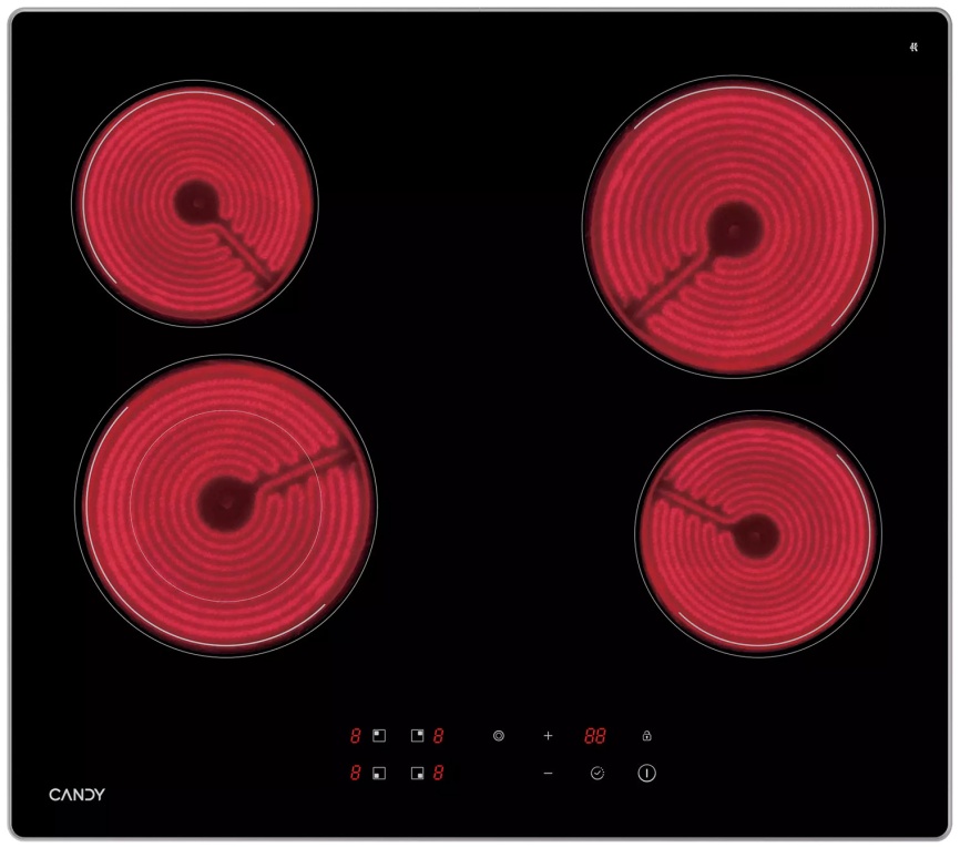 Электрическая варочная панель Candy CHXC64DAB 58 см, 4 конфорки стеклокерамика, черный фото 2
