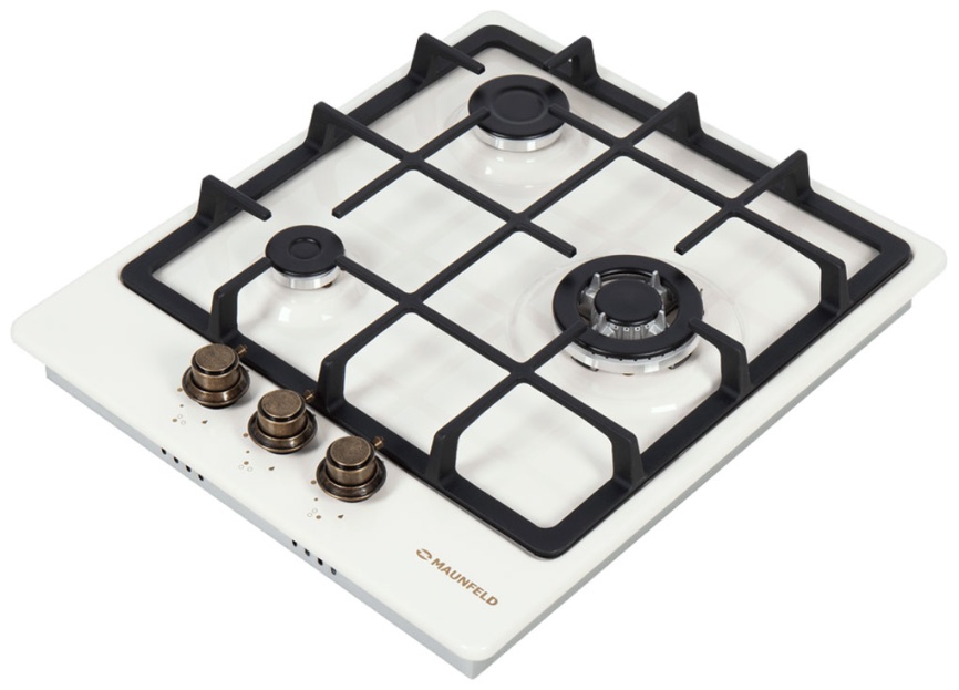 Газовая варочная панель Maunfeld EGHE.43.33 CBG.R/G 44 см, 3 конфорки электроподжиг газконтроль, белый фото 3
