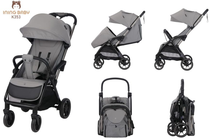 Коляска Ining Baby FOLD K353 серый фото 8