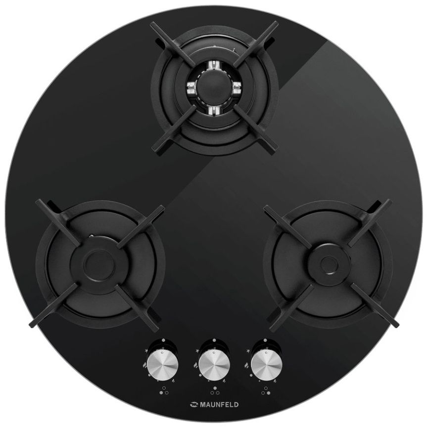 Газовая варочная панель Maunfeld EGHG.43.23CBG 52 см, 3 конфорки электроподжиг газконтроль, черный фото 1