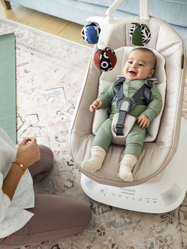 Шезлонг для новорожденных UPPAbaby (4moms) Mamaroo Charlie - Sand Melange (2001-MRO-EU-CHR) фото 13