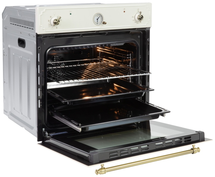 Электрический духовой шкаф Zigmund & Shtain E 135 X 60 см, 73 л гриль конвекция, бежевый фото 3