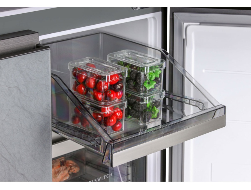 Многокамерный холодильник Hiberg RFQ-610G GS inverter No frost, серый фото 7