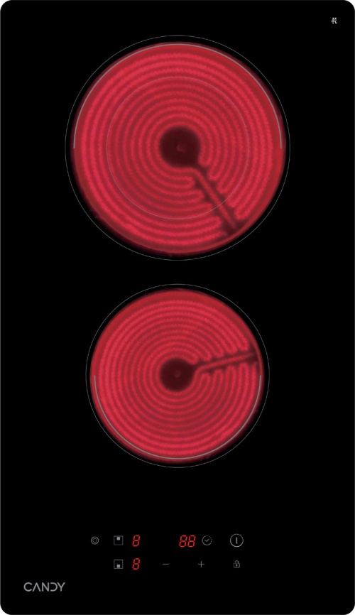 Электрическая варочная панель Candy CHXC32RB 30 см, 2 конфорки стеклокерамика, черный фото 2
