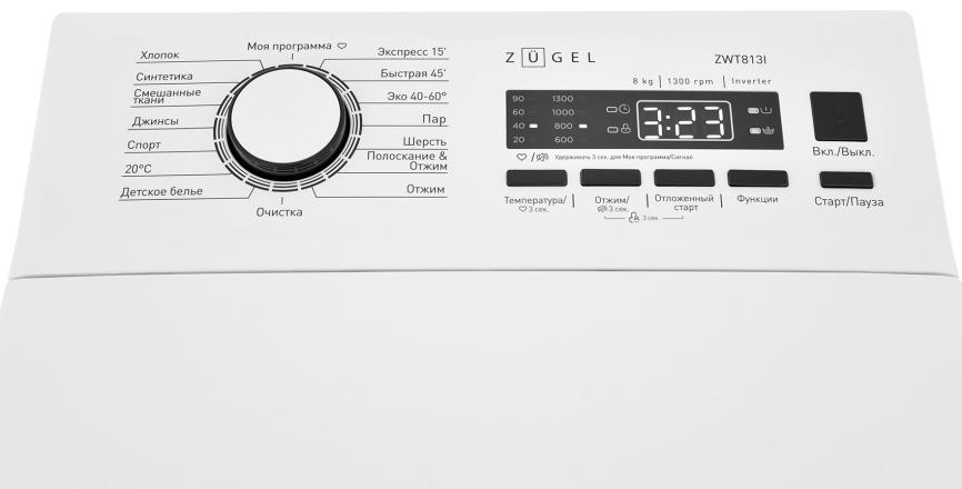 Стиральная машина Zugel ZWT813I Inverter автомат 8 кг, белый фото 8