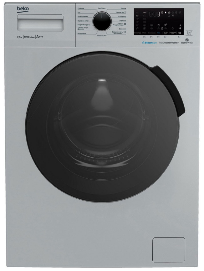 Стиральная машина Beko WSPE7H616S автомат 7,5 кг, серебристый фото 1