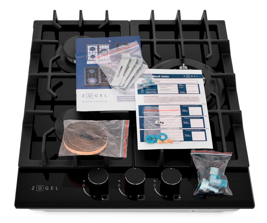 Газовая варочная панель Zugel ZGH451B, черная фото 7