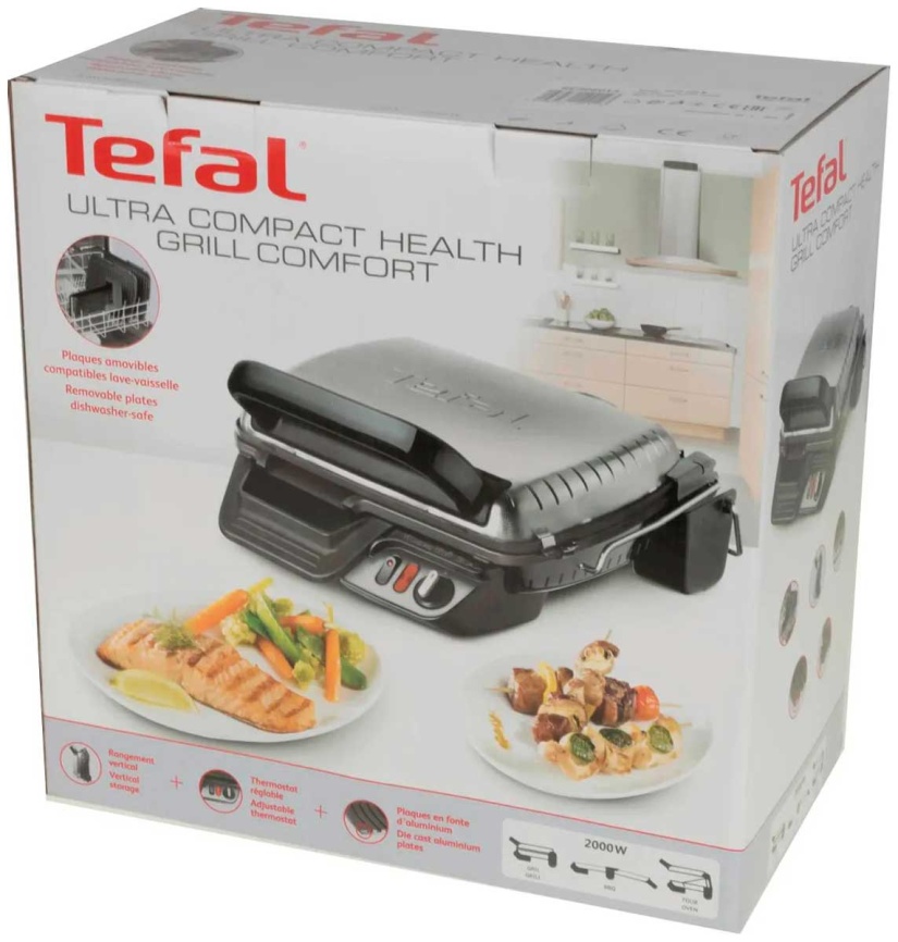 Электрогриль Tefal Health Grill Comfort GC306012, серебристый/черный фото 9