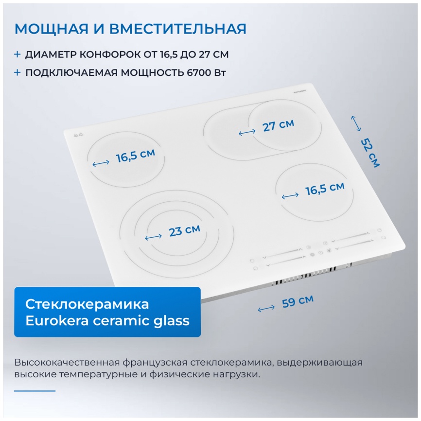Электрическая варочная панель Zugel ZEH603W, белая фото 7
