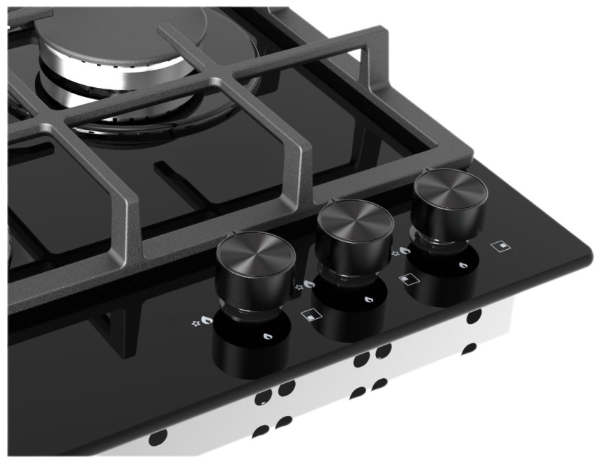 Газовая варочная панель Candy CHXG53CNB 44 см, 3 конфорки электроподжиг газконтроль, черный фото 4