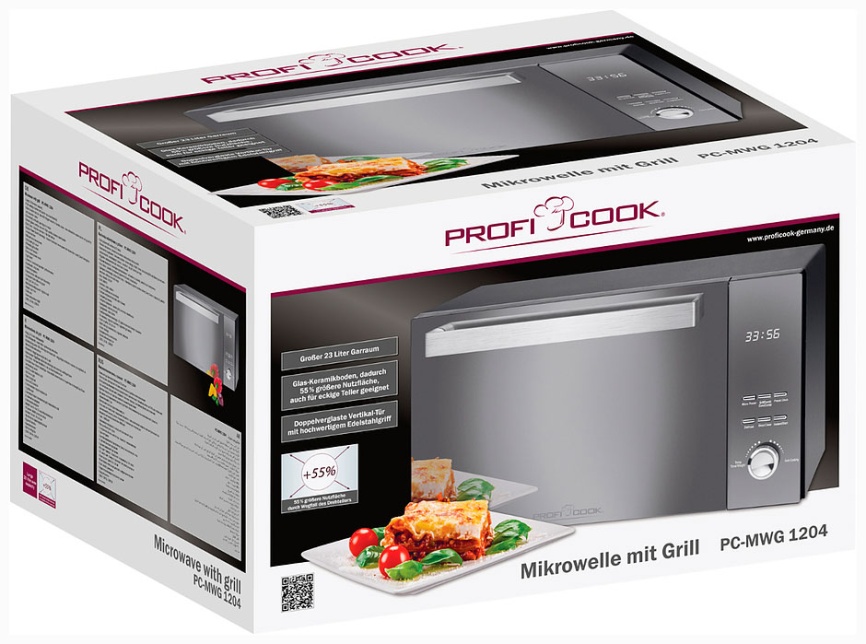 Микроволновая печь - СВЧ Profi Cook PC-MWG 1204 schwarz, дисплей фото 6