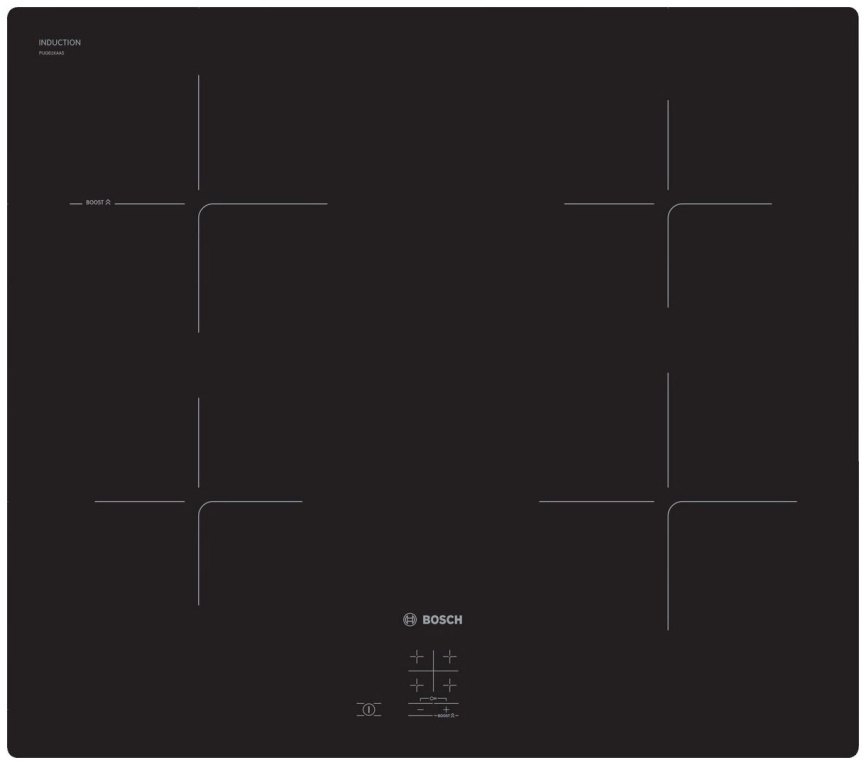 Электрическая варочная панель Bosch Serie | 2 PUG61KAA5E 59 см, 4 конфорки стеклокерамика, черный фото 1
