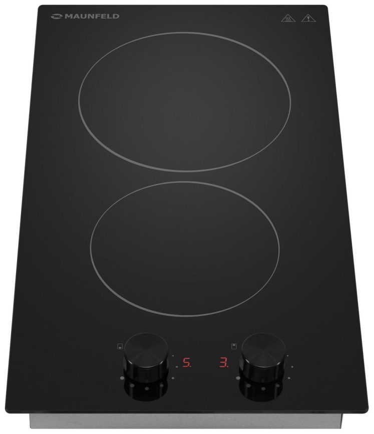 Электрическая варочная панель Maunfeld CVCE292MBK2 29 см, 2 конфорки стеклокерамика, черный фото 2