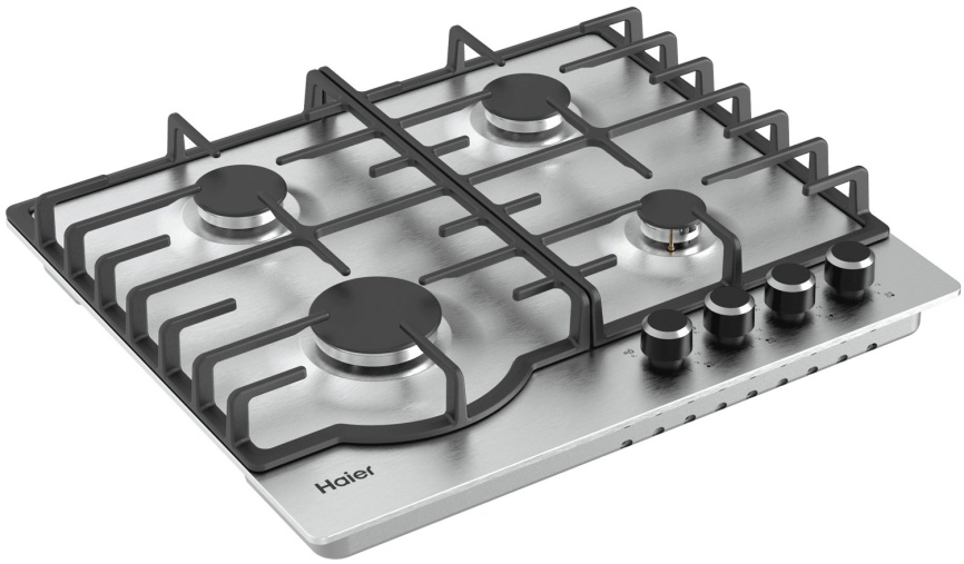 Газовая варочная панель Haier HHX-M64RNVX 58 см, 4 конфорки электроподжиг газконтроль, серебристый фото 4