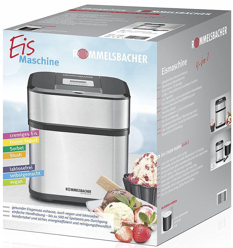 Мороженица Rommelsbacher IM 12, ЖК-дисплей, таймер, нержавеющая сталь фото 4