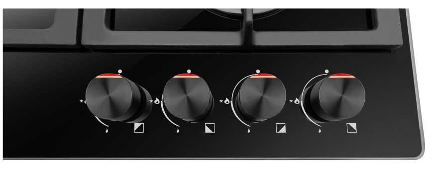 Газовая варочная панель Hansa BHKS610301 59 см, 4 конфорки электроподжиг газконтроль, черный фото 3