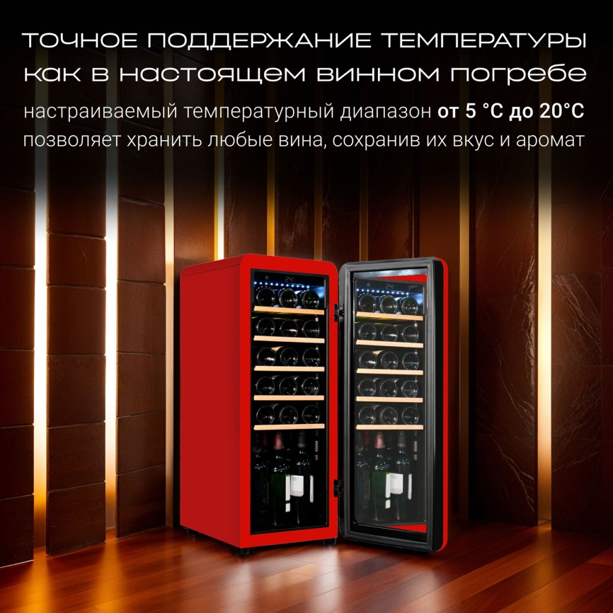 Винный шкаф Tesler CWC-248 RUBY RED фото 6