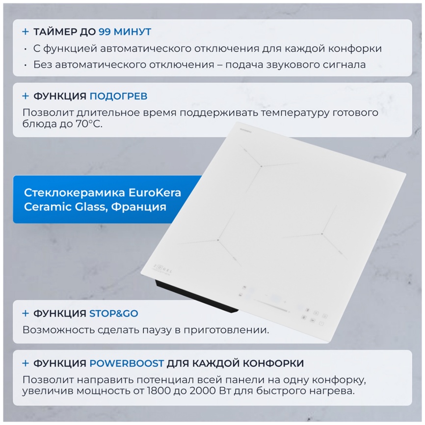 Электрическая варочная панель Zugel ZIH453W фото 6