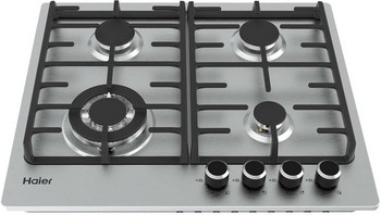 Газовая варочная панель Haier HHX-M64CWFX 58 см, 4 конфорки электроподжиг газконтроль, серебристый фото 2