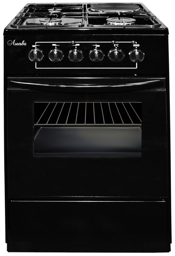 Комбинированная плита Лысьва ЭГ 1/3г01 СТ-2у 50 см, 4 конфорки, черный фото 1