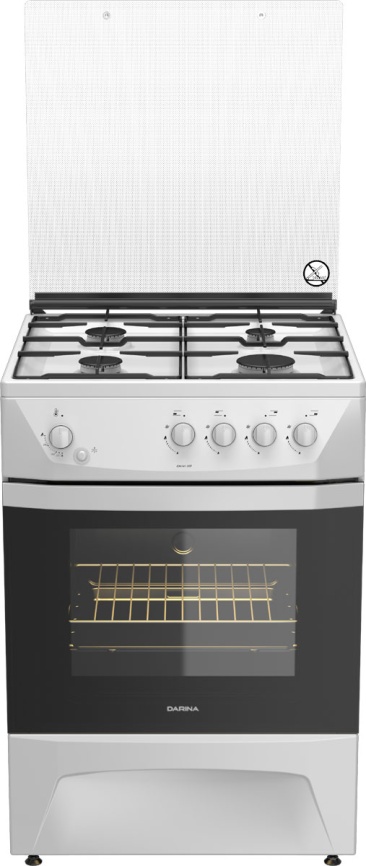 Газовая плита Darina 1D GM 141 007 W 60 см, 50 л, 4 конфорки, белый фото 1
