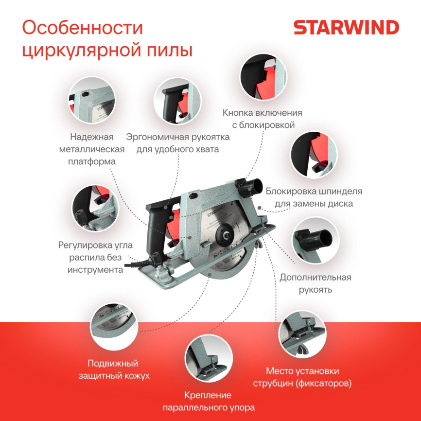 Циркулярная пила (дисковая) STARWIND CS200-2330C фото 3