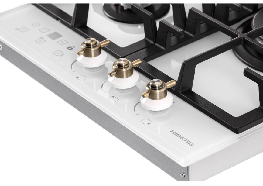 Газовая варочная панель Hiberg VM 4535 W 45 см, 3 конфорки электроподжиг газконтроль, белый фото 11