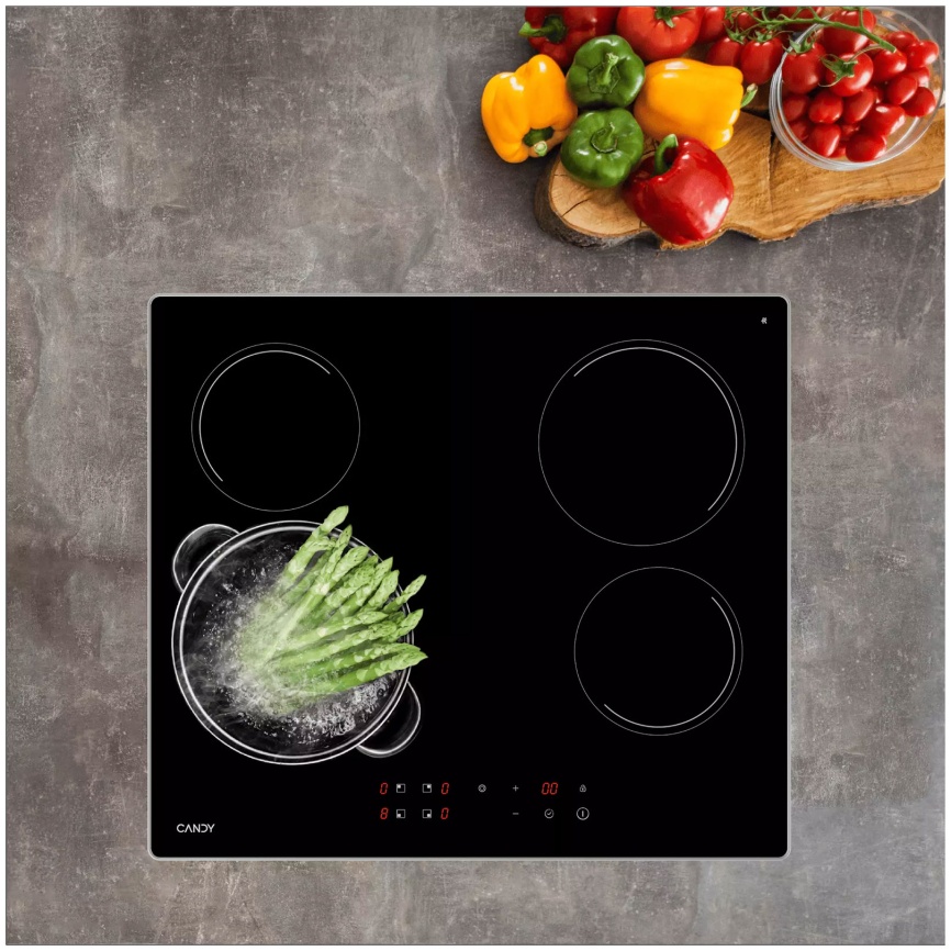 Электрическая варочная панель Candy CHXC64DAB 58 см, 4 конфорки стеклокерамика, черный фото 7