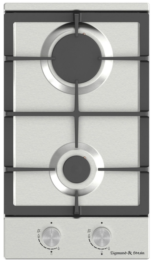 Газовая варочная панель Zigmund & Shtain G 14.3 S 29 см, 2 конфорки электроподжиг газконтроль, серебристый фото 1