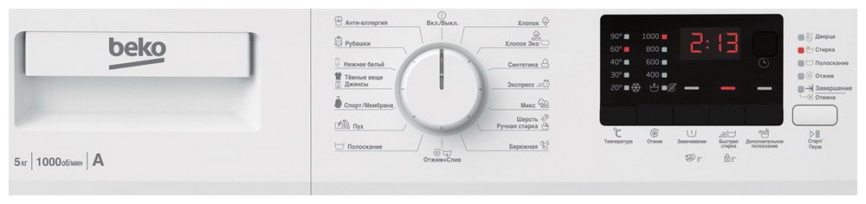 Стиральная машина Beko WRE 55 P2 BWW 5 кг, белый фото 2