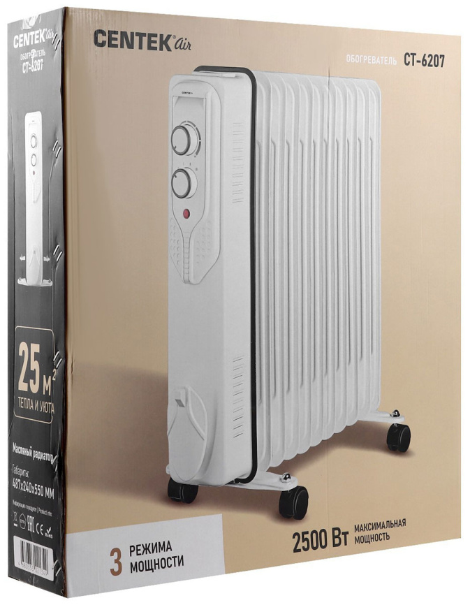 Масляный обогреватель Centek CT-6207, 11 секций (25 м) фото 7