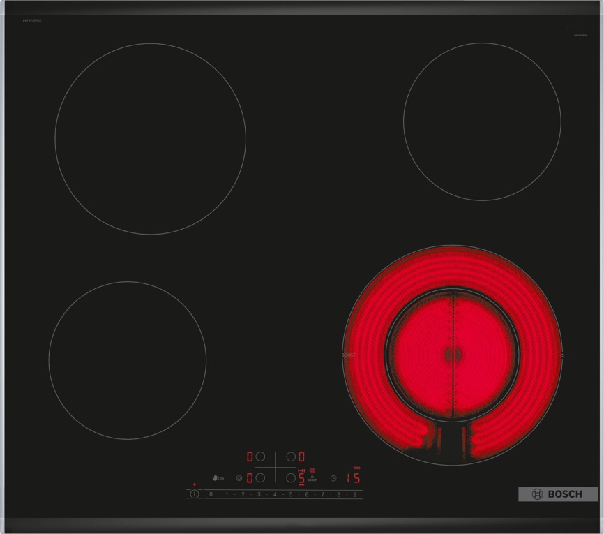 Электрическая варочная панель Bosch PKF675FP2E 60 см, 4 конфорки стеклокерамика, черный фото 1