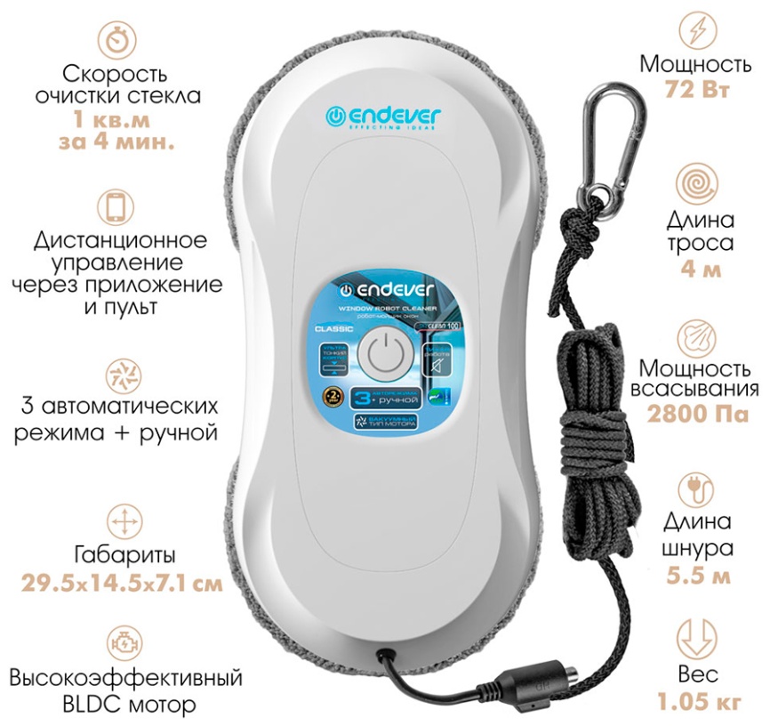 Робот-мойщик окон Endever SkyClean (10090493) белый фото 3