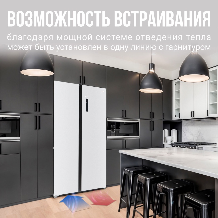 Холодильник Side-by-Side Tesler RSD-537BI SPARKLING WHITE No frost, белый фото 7