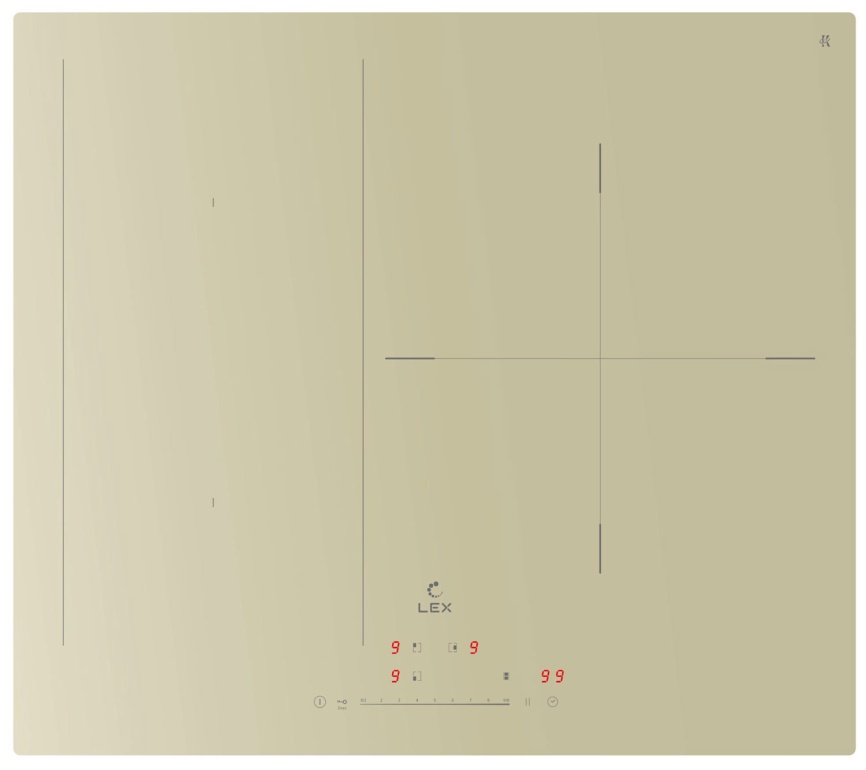Электрическая варочная панель LEX EVI 631A IV 59 см, 3 конфорки стеклокерамика, слоновая кость фото 1